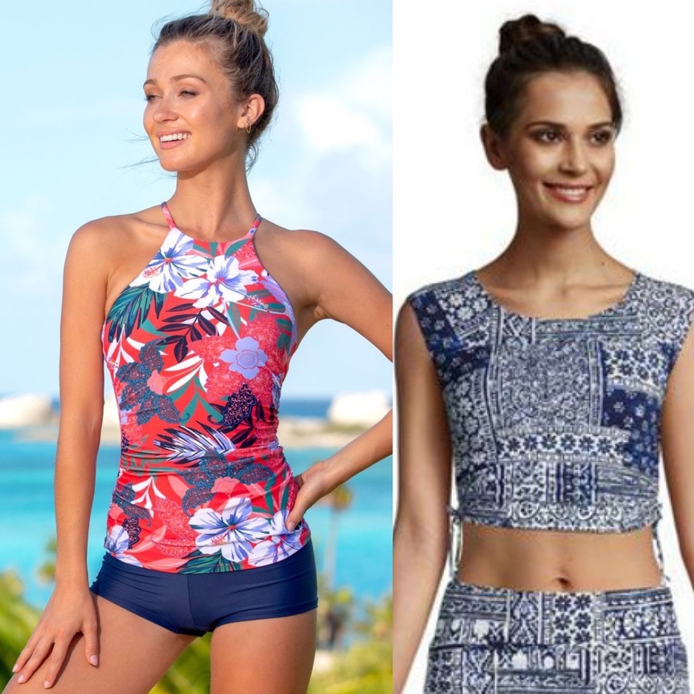 Hapari Muse High Neck Tankini & land’s end swim top
